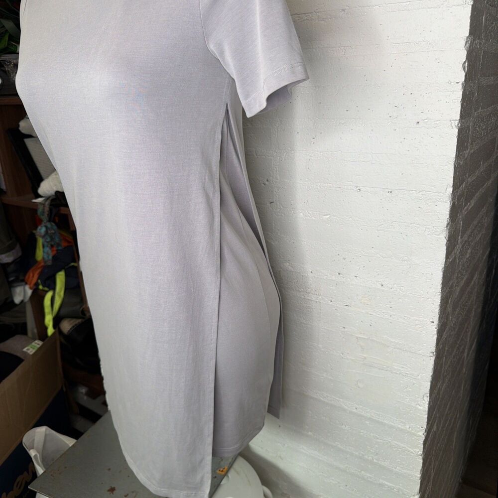 Club Monaco Gray T-Shirt Dress Side Slit XS Minimalist Quiet Luxury Capsule - Picture 2 of 8